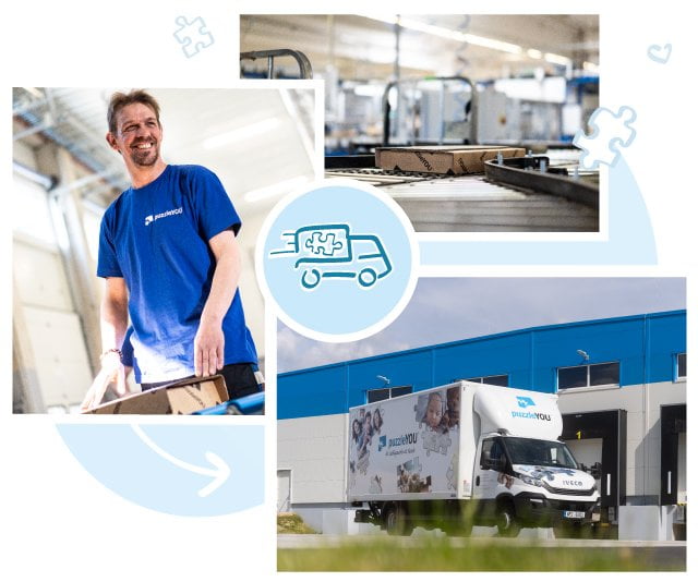 Des collaborateurs compétents organisent l’expédition de nos puzzles dans 23 pays actuellement. En Europe ou en Amérique du Nord : le puzzle de puzzleYOU vous parvient en quelques jours seulement.